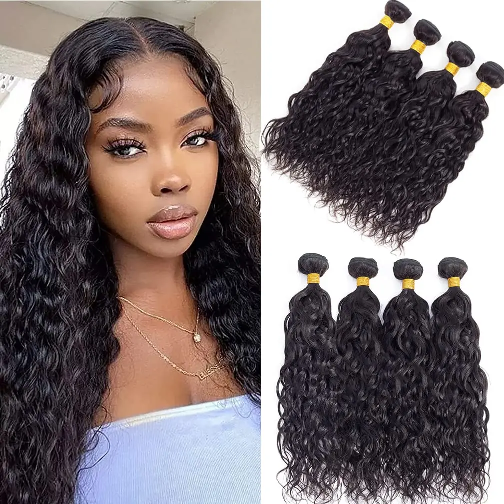 Brazilian Human Hair Bundle Water Wave Human Hair Bundles 1 Pcs/Lot Sew In Hair Extensions Natural Black 8-30 inch Hair Weave