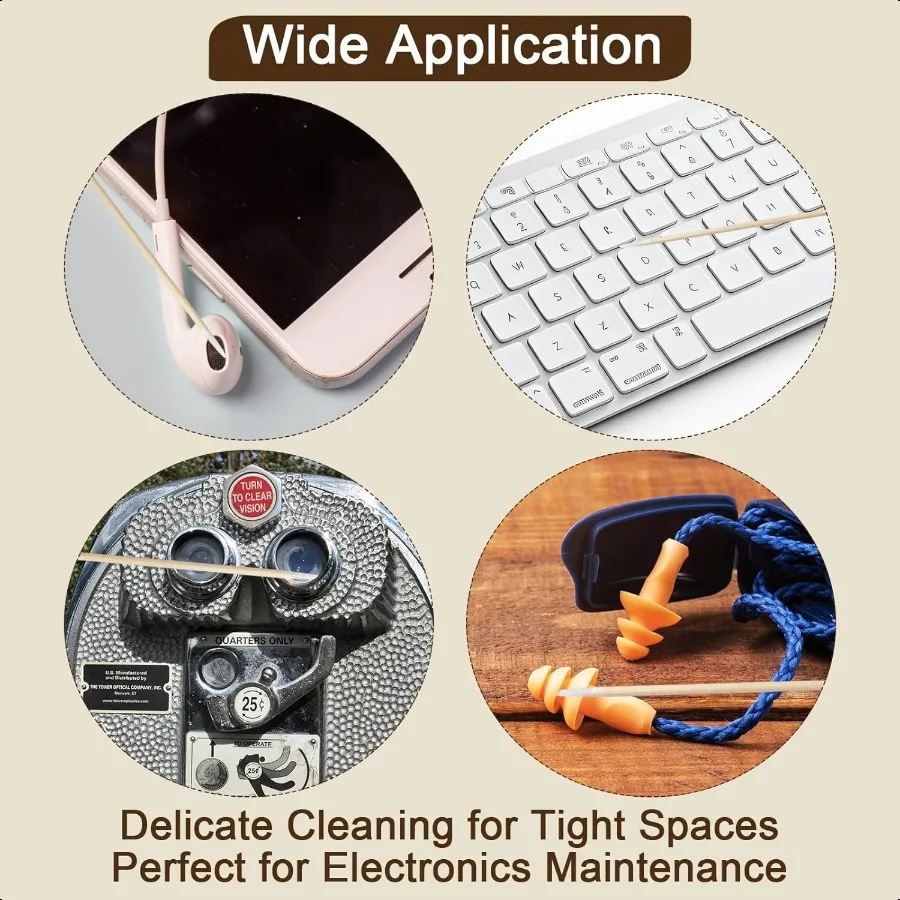 สำลีไมโครเบลดดิ้ง 200 ชิ้น สำลีปลายแหลมพร้อมด้ามไม้ไผ่ สำหรับแต่งหน้า ทาเล็บ แต่งรอยสัก งานฝีมือ และงานแต่งแต้มแต้ม