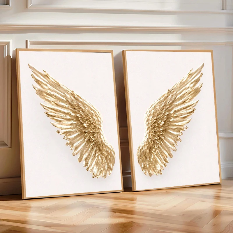 Pink Fairy Butterfly Wings Gold Angel Poster Canvas Painting Print Scandinavian Wall Art for Living Room Home Decor Cuadros