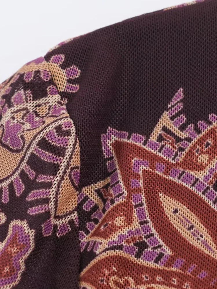 المرأة الجديدة س الرقبة زهرة طباعة فستان المرأة عارية الذراعين كم كامل فضفاض ميدي طويل سوينغ رداء عطلة #4