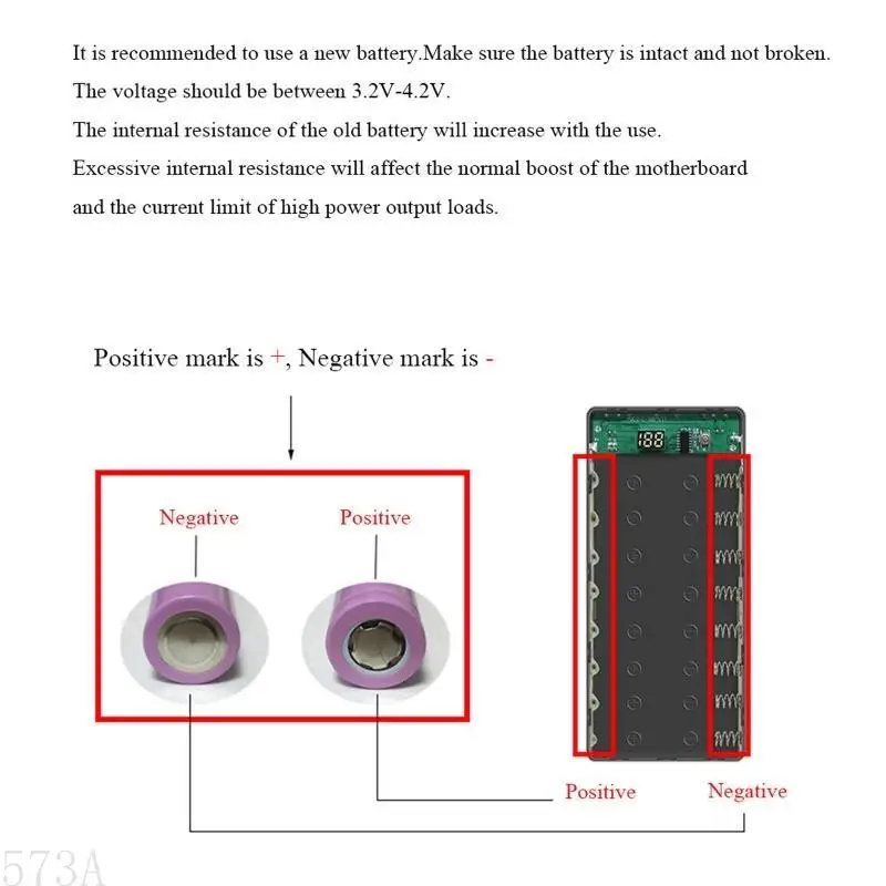 573A LCD Display DIY 6x18650 بطارية لبنك الطاقة لملاحق خارجي محمول قذيفة بدون حماية