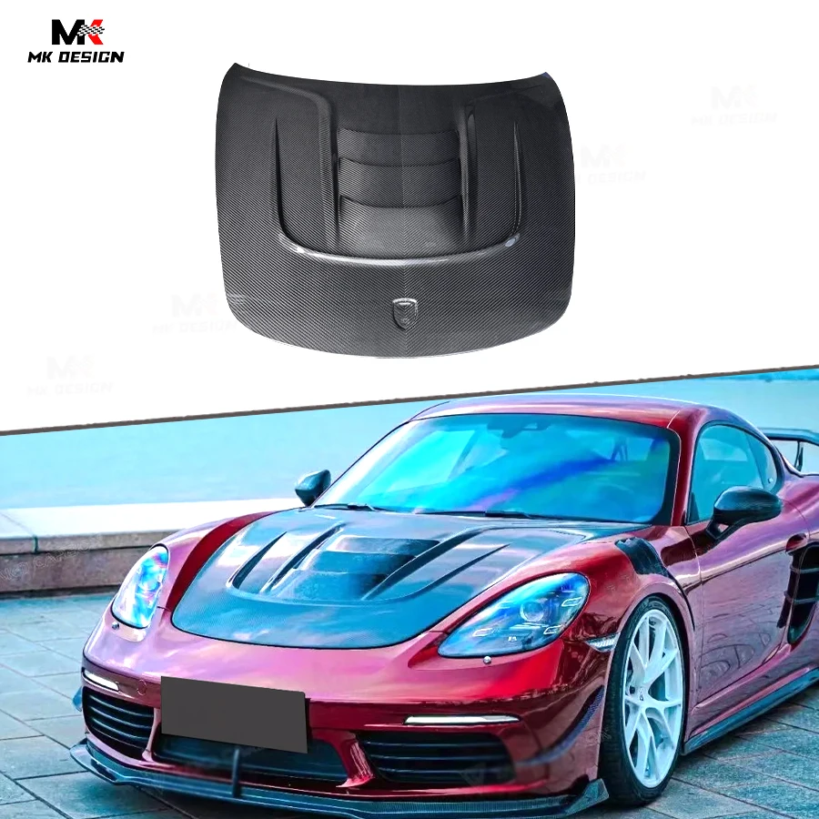 

Carbon Fiber Front Vented Bonnet Engine Hood Cover for Porsche 718 Boxster Cayman 2016+ Front Bonnet Body Kit Auto Parts