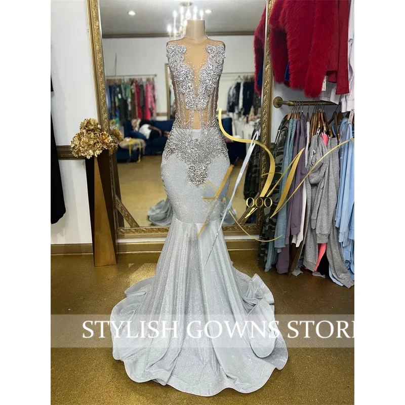 

Сексуальные блестящие белые платья русалки, роскошные платья для выпускного вечера 2025 года, расшитые кристаллами и блестками, Vestidos, платья для дня рождения, халат по индивидуальному заказу