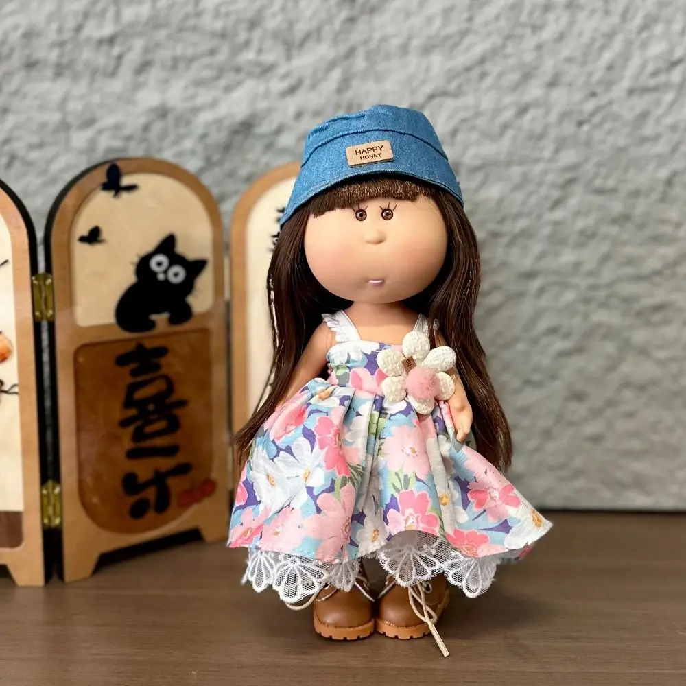 

Girls Curly Hair 24cm Bean Eye Vinyl Dark Skin Dress Up Mia Potato 24cm Movable Action Figure Body Accessories