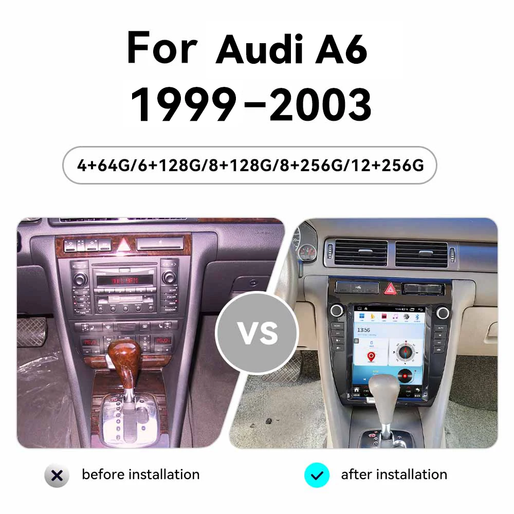 Android 15 For Audi A6 1999~2003 Vertical Screen Multimedia CAR GPS Navigation Stereo Radio Wifi Carplay Mirror Link Head Unit
