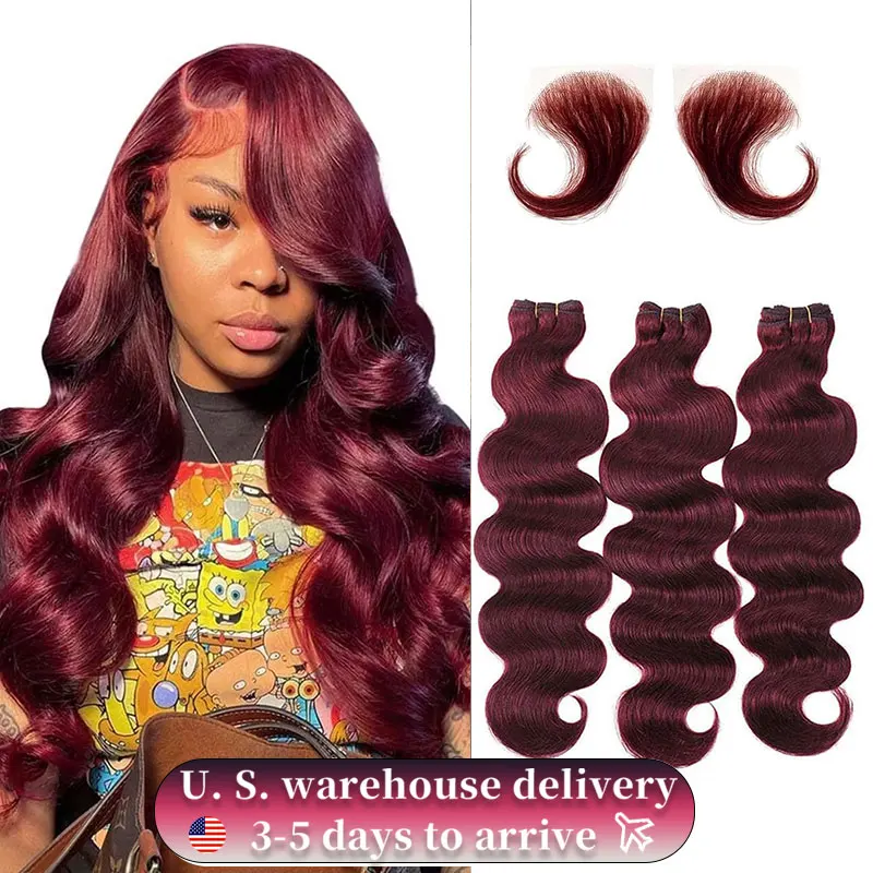 28 30 Inch Burgundy 99j Body Wave Bundles Red Colored Human Hair Bundles 1/3/4 PCS Bundle Deals Brazilian Hair Weave Bundles