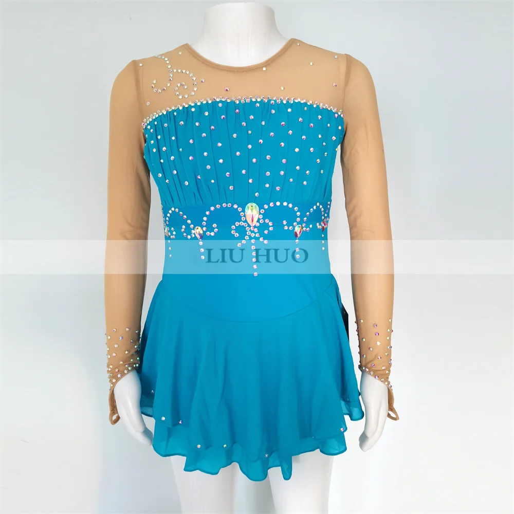 

LIUHUO Ice Figure Skating Dress Women Aldult Girl Customize Costume Performance Competition Dance Teens Blue Roller Children Kid