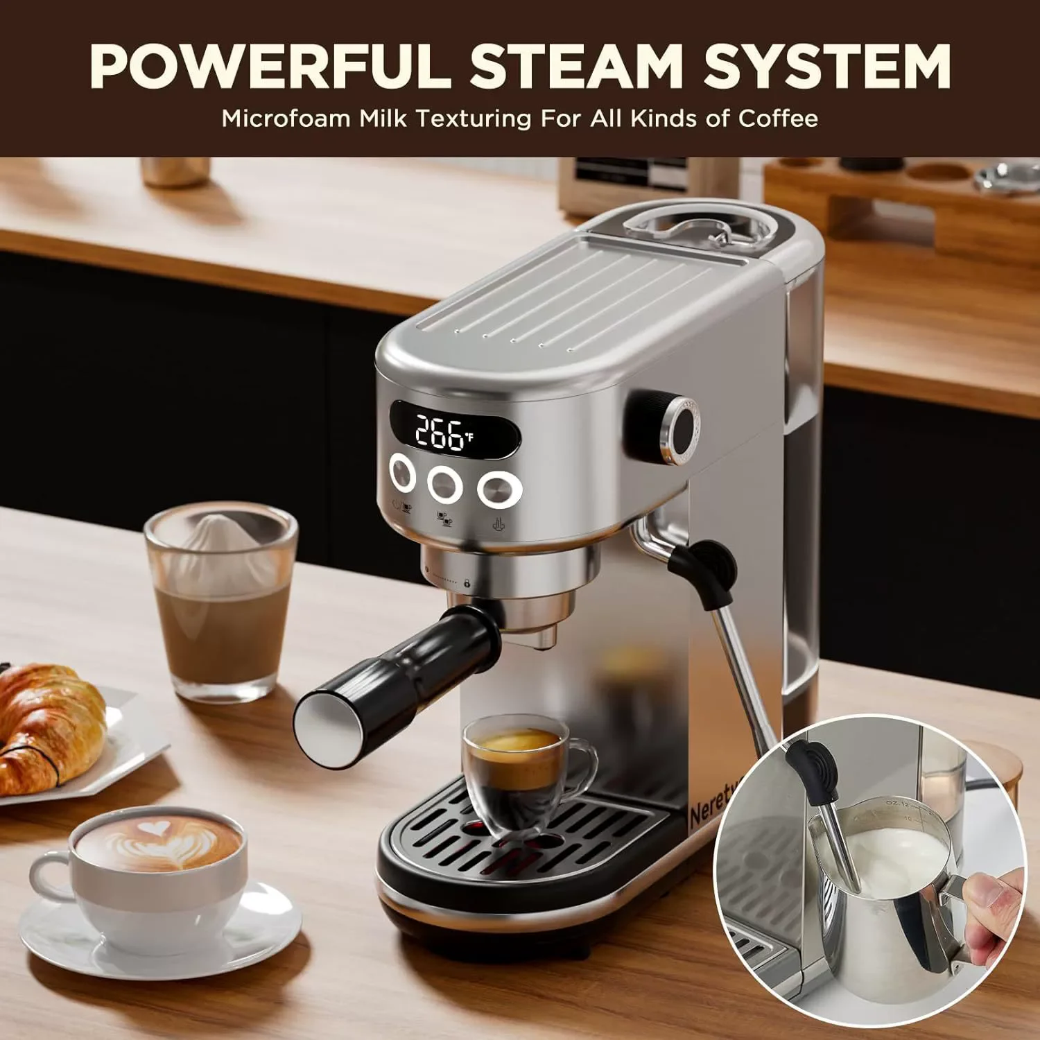 Popular Semi-Automatic Espresso Machine Home Compact Stainless Steel