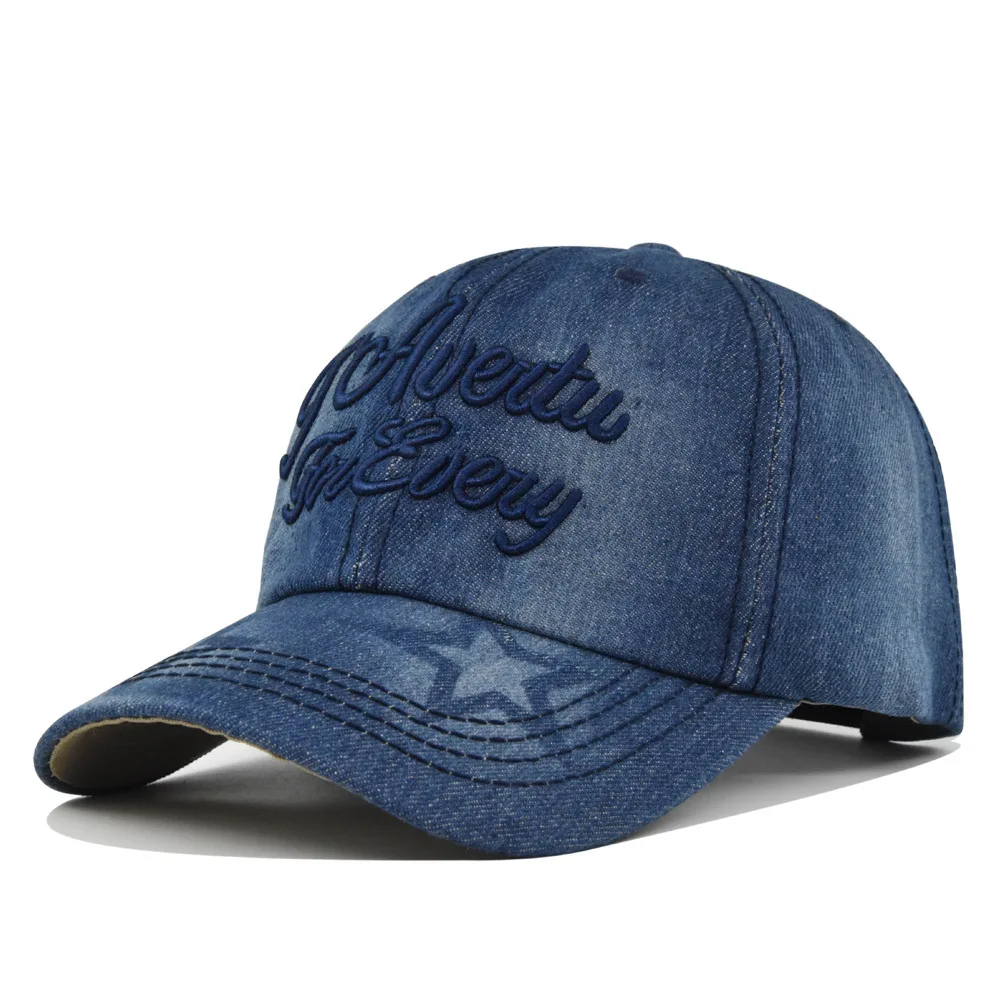 

Vintage Washed Distressed Baseball Cap Solid Color D Embroidered Baseball Cap Washed Vintage Denim Dad Cap Couple Hat