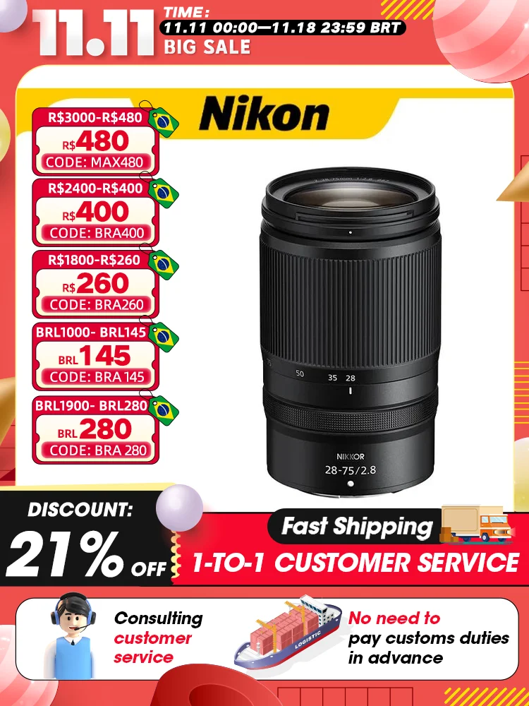 Nikon Z 28-75mm F2.8 S Full Frame Large Aperture Standard Portable Zoom Mirrorless Digital Camera Lens for Z50 Z5 Z6 Z7 NIKKOR