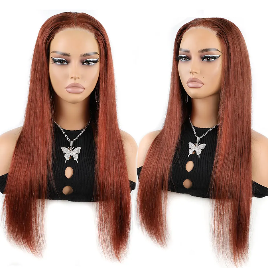 Straight glueless wig human hair pre cut pre plucked glueless wigs Human Hair Wigs For Women Colored Lace Frontal Wig YAWAWE