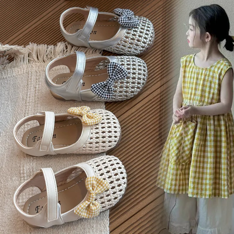 

Summer New Classmate Girl Sweet Bow Princess Shoes Fashionable Kids Half Sandals