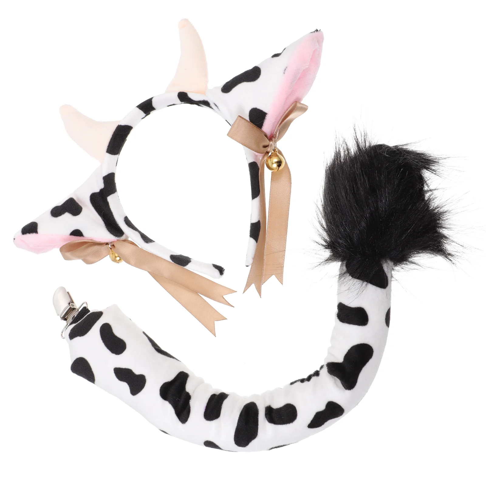 Acessórios de halloween adereços de baile bandana cauda cosplay traje chapéu de pelúcia vaca criança animal