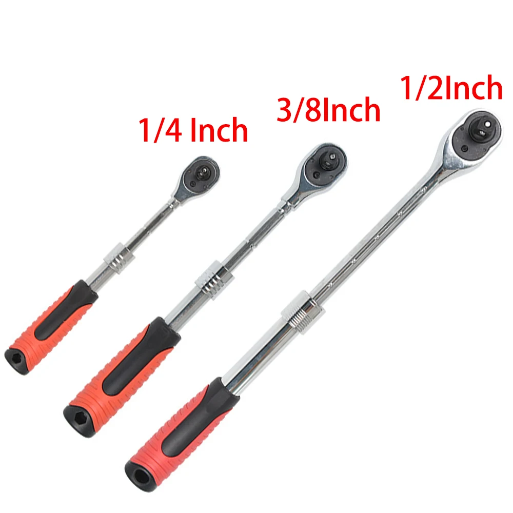 

1pc 1/4'' 1/2'' 3/8'' 72-Tooth Ratchet Wrench Carbon Steel Retractable Automatic Quick Release Spanner Multifunctional Hand Tool