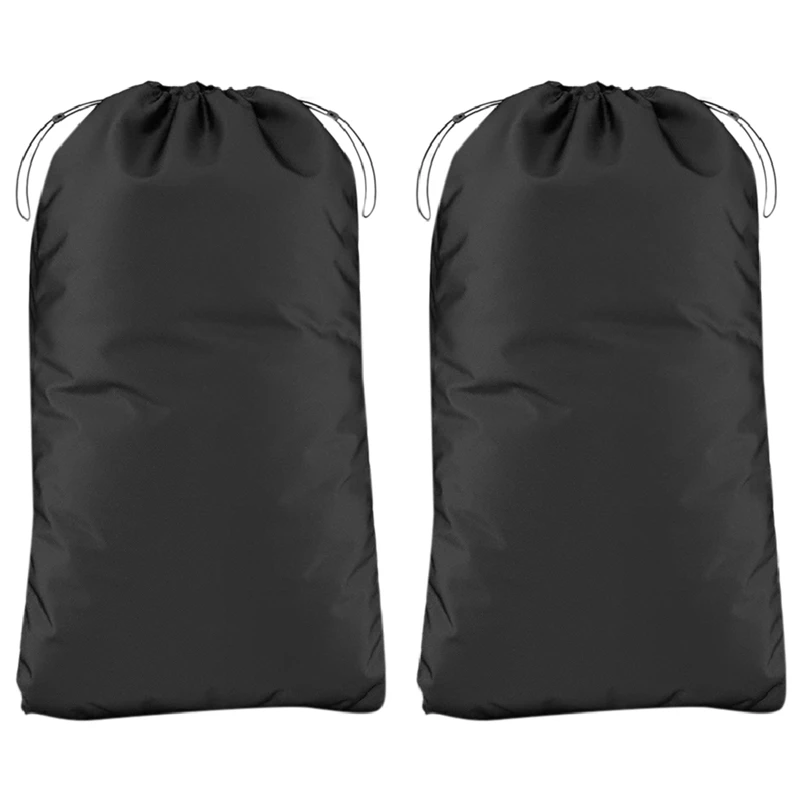 2Pcs Lawn Tractor Leaf Storage Bag Garden Mower Storage Bag Black 210D Oxford Cloth