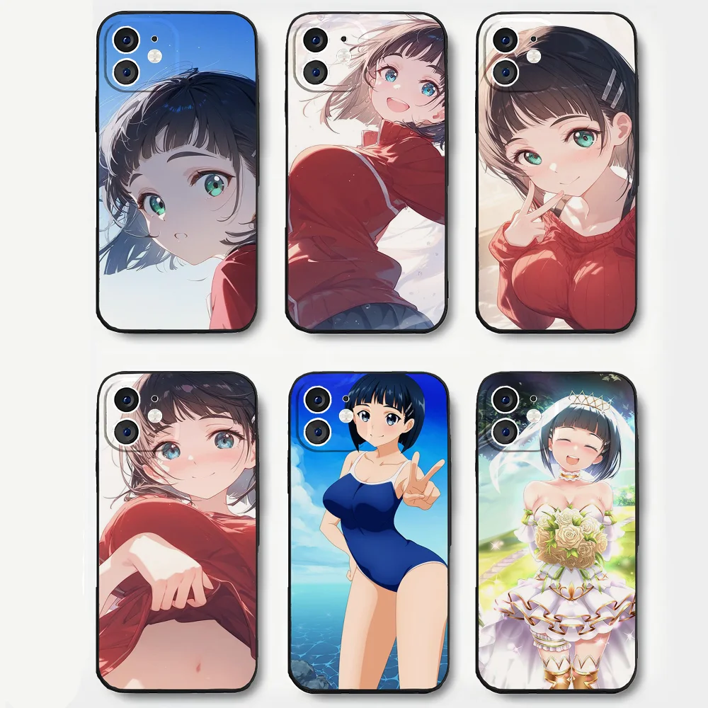 Kirigaya Suguha الرسوم المتحركة S-Word A-Art O-Online جراب هاتف سيليكون لينة آيفون 16 15 14 13 12 11 Plus Pro Max Plus #1