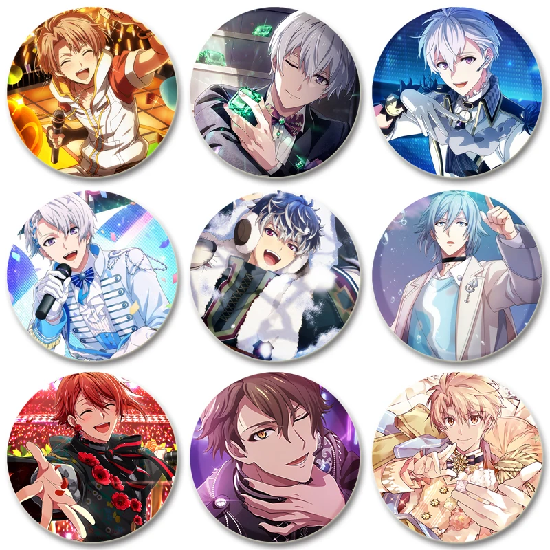 

Anime IDOLiSH7 Round Pins Cartoon Character Nanase Riku Ousaka Sougo Izumi Mitsuki Badges Cosplay Handmade Tinplate Brooch Gifts