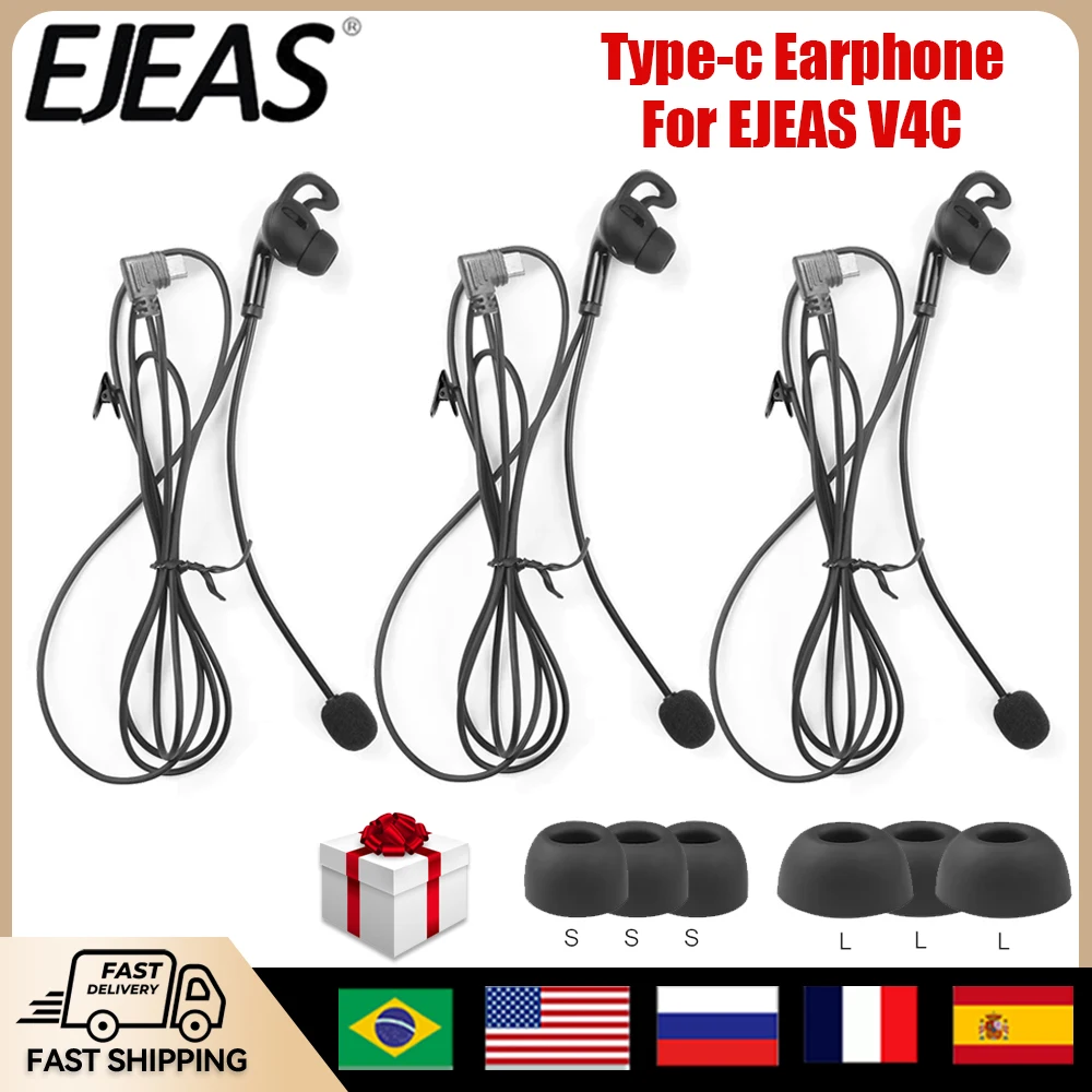 

3/1PCS EJEAS V4C PLUS Referee In-ear Earphones Type-C Jack for FBIM Judge Ear Intercom Headset Soccer Football Referee Headphone