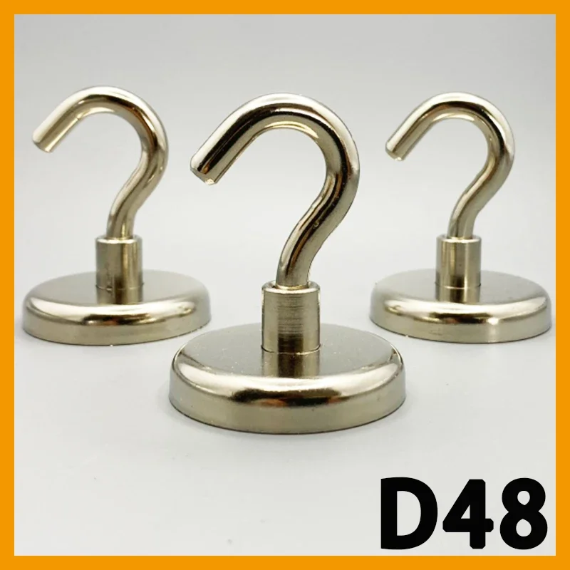 Dia 48mm 1/2/5/10pcs Heavy Duty Super Powerful Permanent Neodymium Hook Magnet Kitchen Industry Home Hanger Wall Magnetic Images