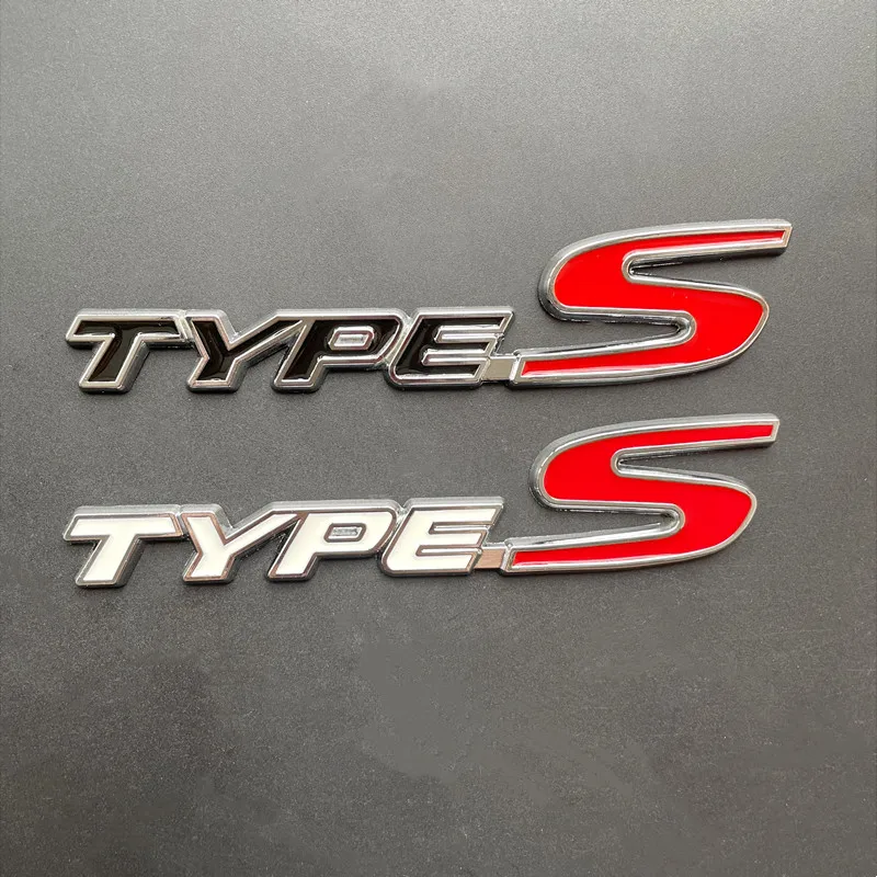 3D Metal Types Type S Logo Letters Car Trunk Badge Decal For Honda Fit City Civic Accord Type S Emblem Sticker Accessories