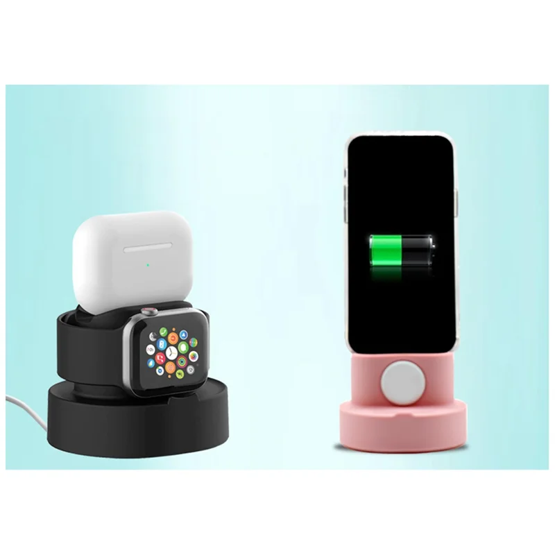 Supporto in silicone A97I-2-in-1 per orologio Iphone per base di ricarica per supporto per cuffie per auricolari Iwatch Night Dock