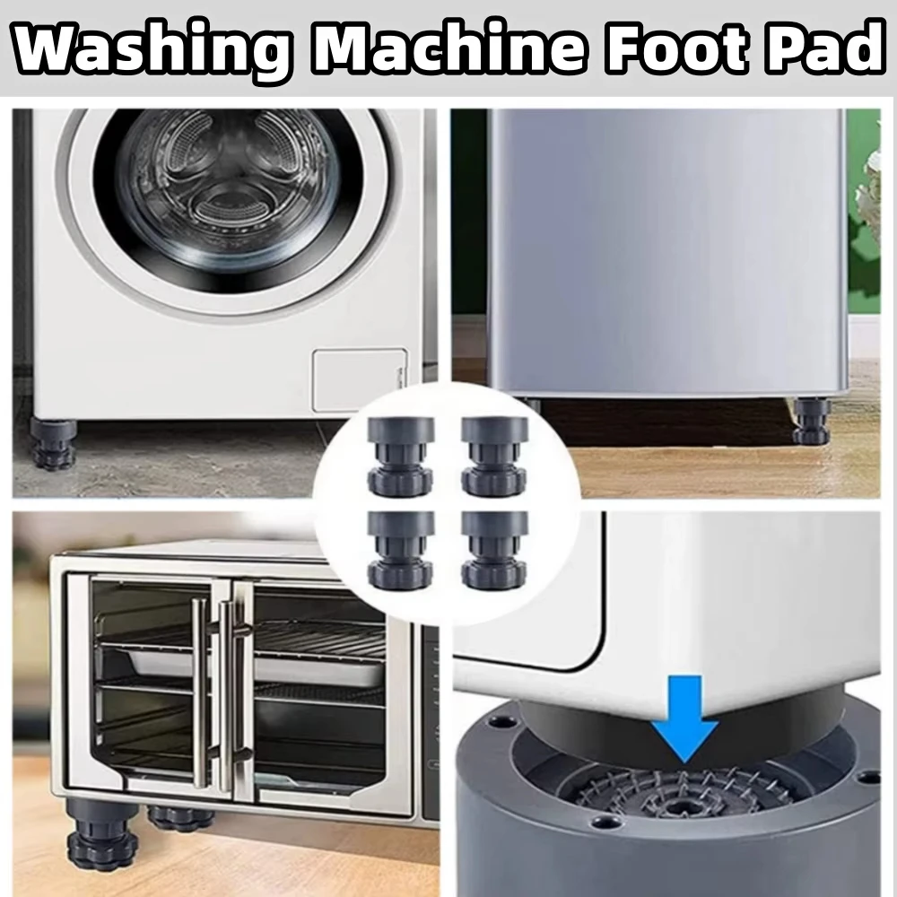 4Pcs Adjustable Height Washing Machine Refrigerator Foot Pads Anti Vibration Noise Reduction Shock Absorption Non-Slip Pad image 4