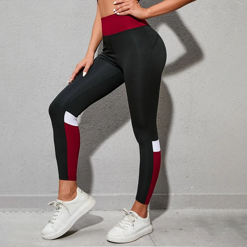 Colorblocked High Waist Yoga Pants Leggings for Women Tummy Control Workout Leggings for Women