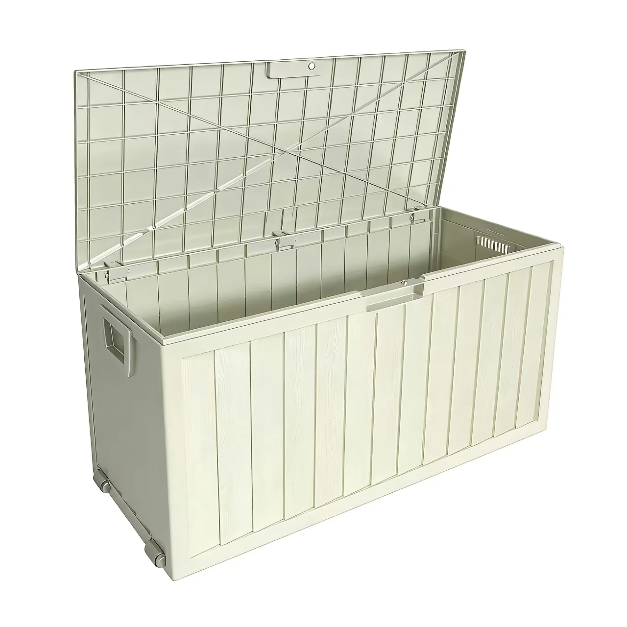 75 Gallon Outdoor Storage Box with Handles, Deck Box with Handles for Pool Additions, Garden Tools, Camping Gear, Holiday Gift, Easy to Assemble, Box, Cabinet, Rack for Outdoor Storage, with Gloves And Hammer, Box, Cabinet, Rack for Outdoor Storage