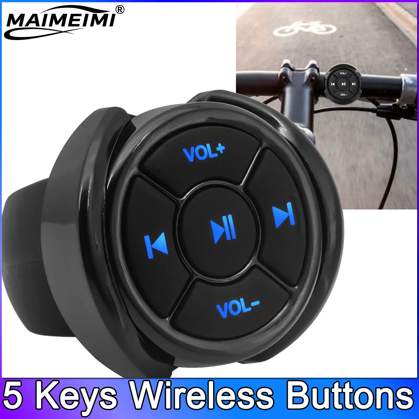 QC 5 Key Wireless Remote Controller Button Bluetooth-Compatible Helmet Earphone Motorcycle Handlebar Car Steering Wheel Control