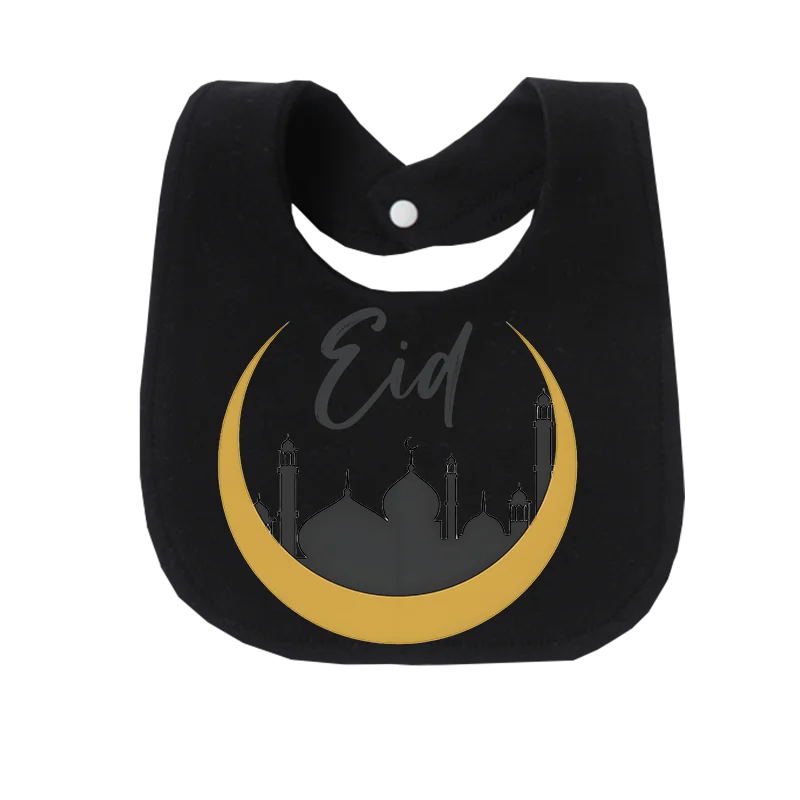

Нагрудник для младенцев с леопардовым принтом, дизайном в виде луны и мечети (для праздника Ид) - Мягкий хлопковый нагрудник для кормления мусульманских малышей