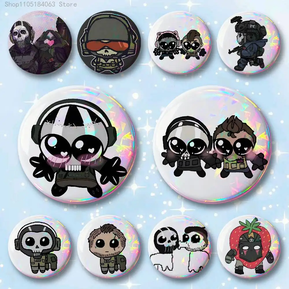 

C-Call of D-Duty Ghost Chibis 32mm 58mm 75mm 44mm 25mm Anime Badges Brooches DIY Pins Decorations Birthday Gifts