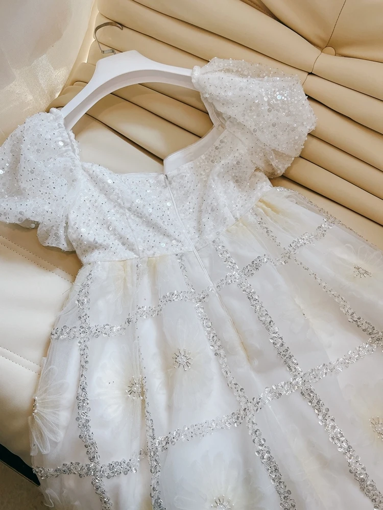 Sweet Ele Collar cuadrado Bubble Sve Doll Dr Lentejuelas de lujo Embelezado Floral Me Vacaciones Dr Verano ort Dr