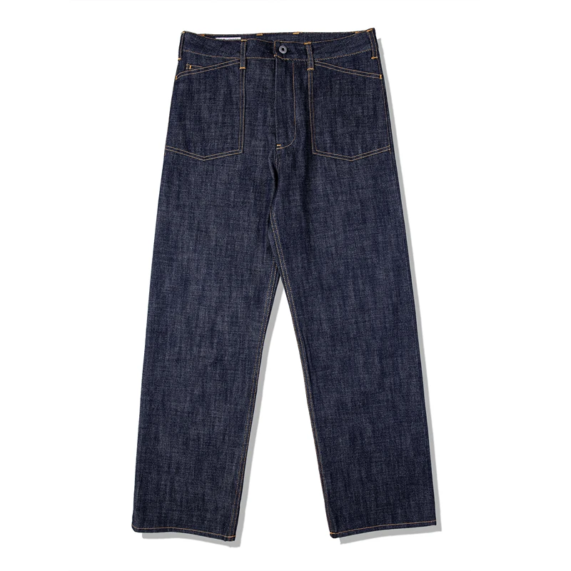 Calças De Ferrovia De Cintura Alta Tornado Vermelho, Jeans Selvage Estilo Robusto, Fivela Traseira