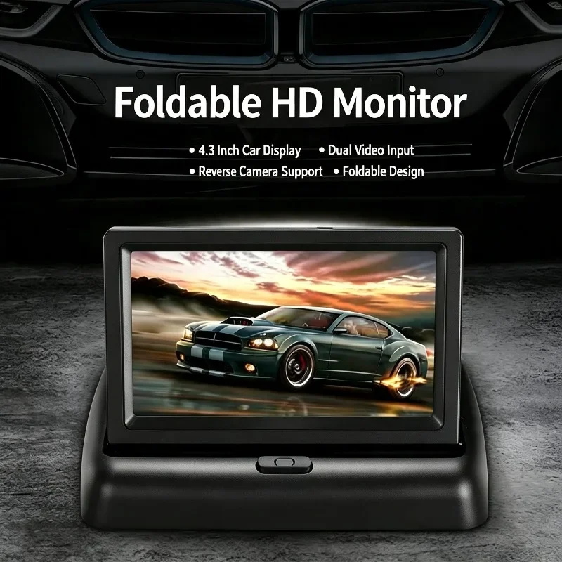 Portable Folding Car Monitor 4.3 Inch LCD Display For Reverse Camera Parking System Video Screen view 3