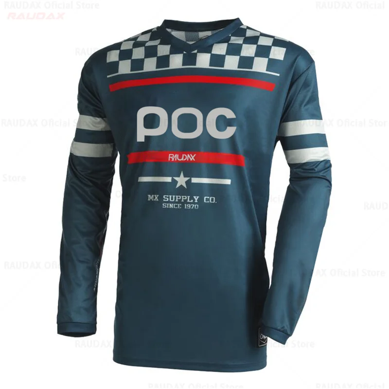 New Men MTB Jersey RAUDAX POC koszulka zjazdowa Motocross Mountain Enduro koszulka rowerowa Offroad DH koszulka kolarska odzież Maillot