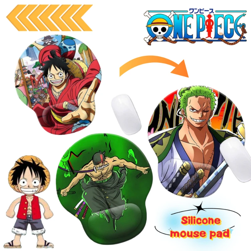 New One Piece Monkey·D·Luffy film and television peripheral cartoon cute mouse pad student desktop anti-slip wrist silicone pad