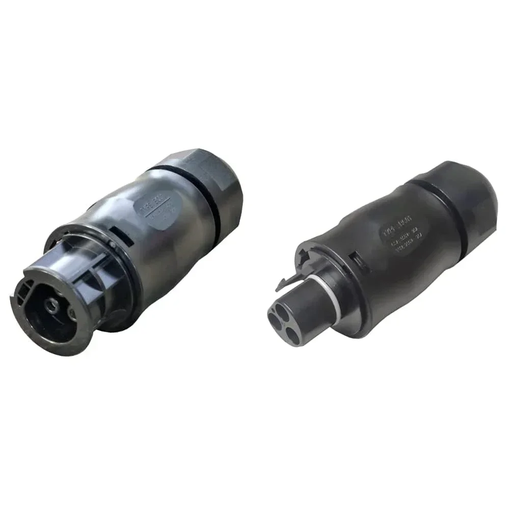 IP68 3-Pin AC SocketFemale + PlugMale Replacement For Inverters Compatible 10mm-13mm Cables AC Photovoltaic Quickly Connector