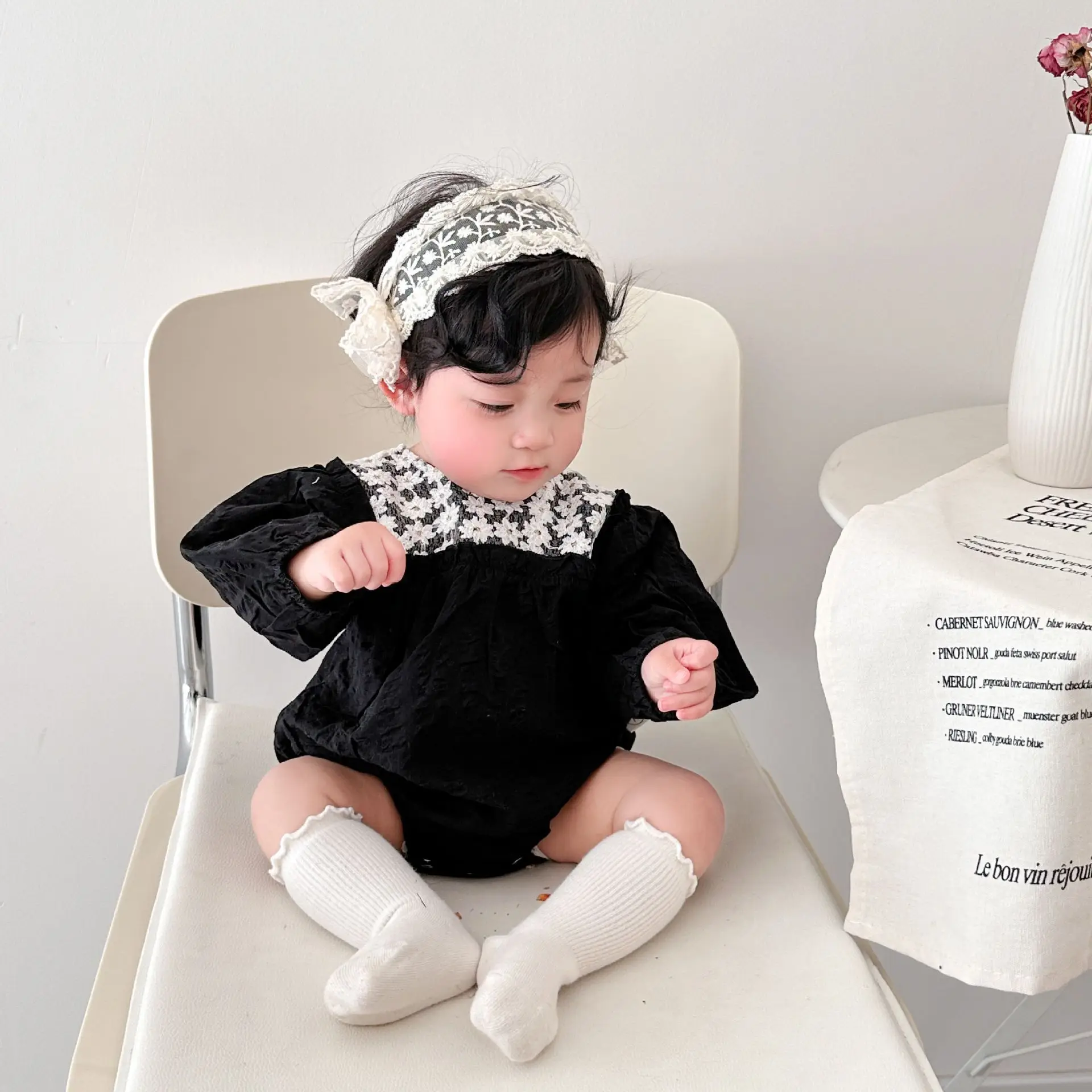 2024 Spring New Baby Girl Cute Lace Princess Bodysuit Newborn Toddler Long Sleeve Cotton Casual Jumpsuit Infant Clothes 0-24M