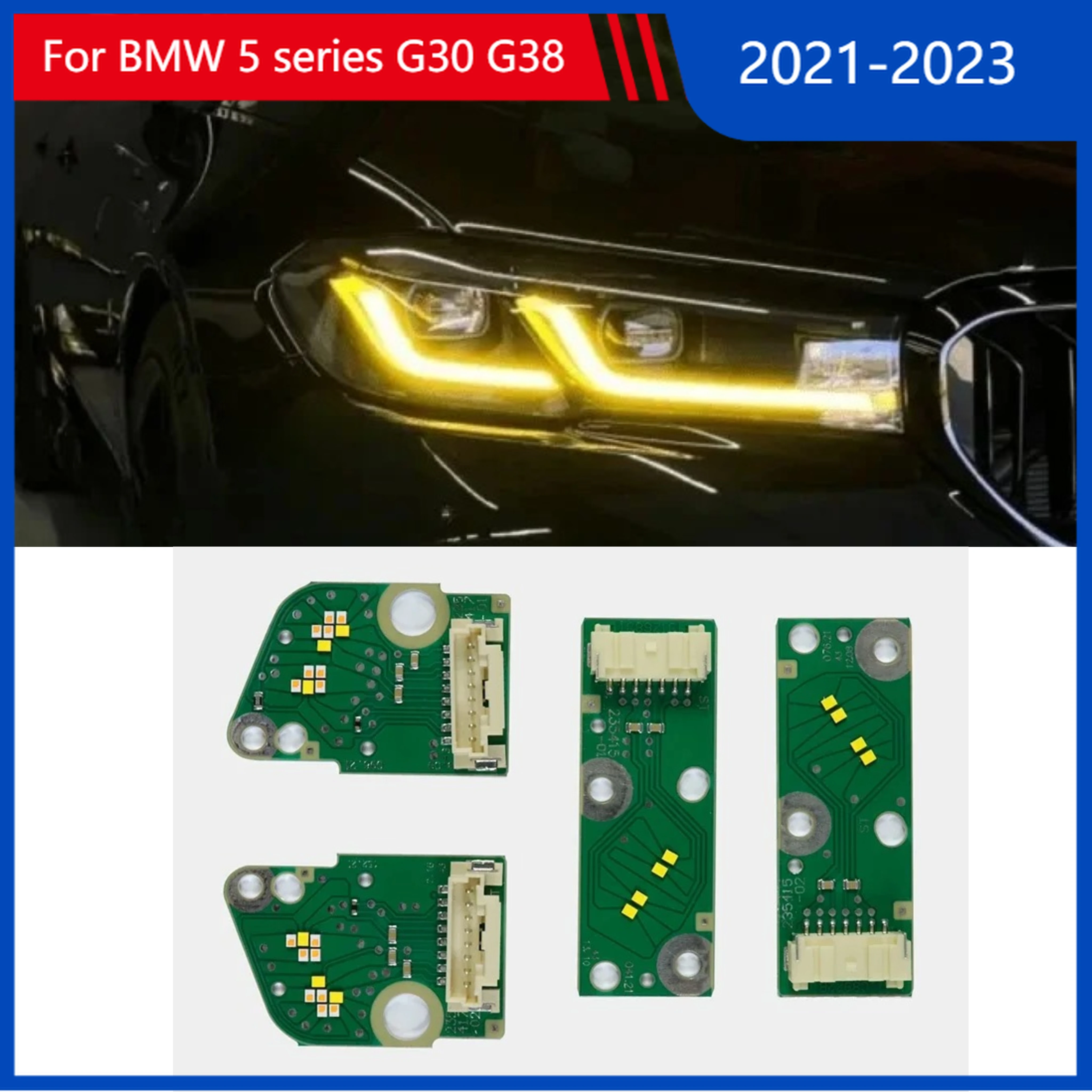 

Модули DRL для BMW 5 серии G30 G38 2021-2023 годов выпуска, высококачественная версия, желтый лазерный чип для светодиодных фар Angel Eye, артикулы 23508301, 23508302