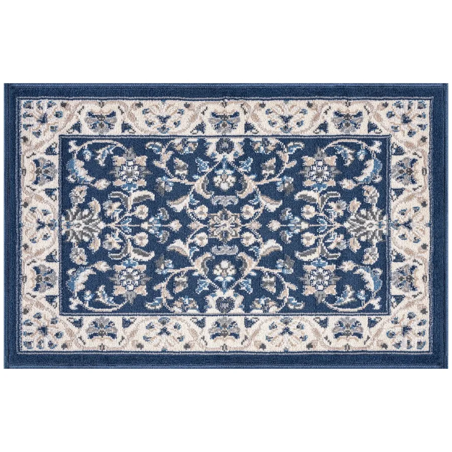 2x3 Traditional Dark Blue Small Area Rug Throw Mat for Indoor Entry Ideal for Kitchen or Bathroom Rugs 2' x 3'
