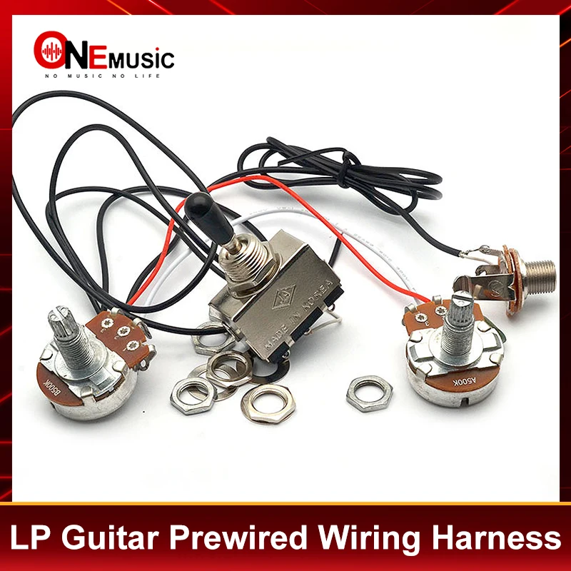 LP Electric Guitar Wiring Harness Prewired Two Pickup 500K Big Pots 3 Way Toggle Switch for LP Electric Guitar