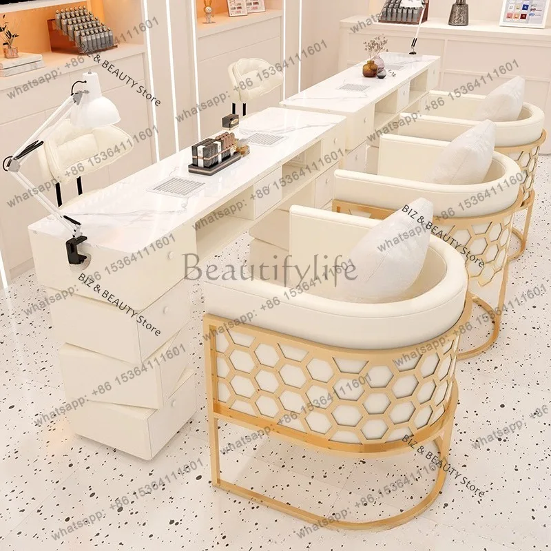 FG Rock Plate Chair Set Nail Tables Multi-functional with Vacuum Cleaner Socket Nail Tables Reception Desks Furniture Tavolo JTN
