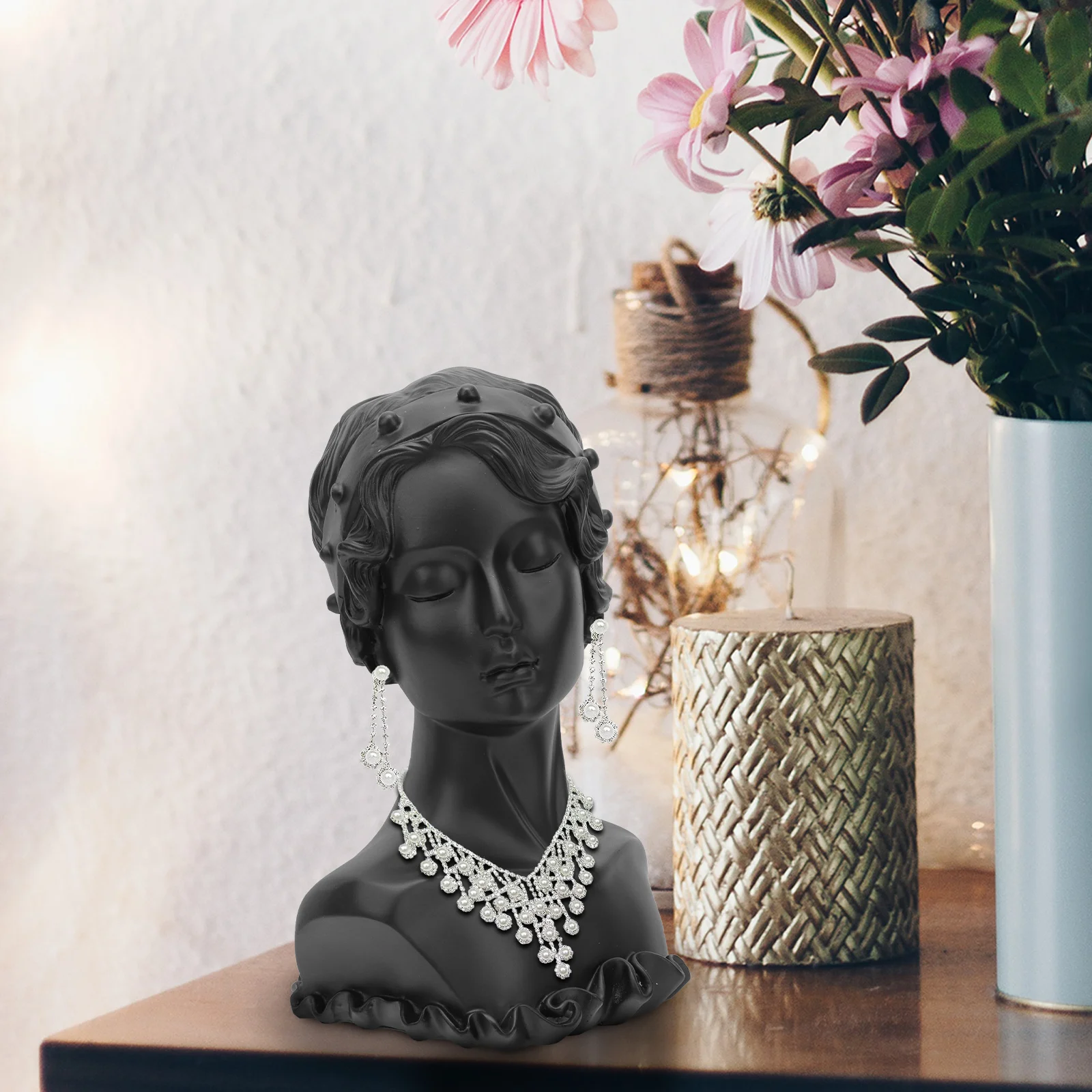 

1Pcs Jewelry Display Rack Resin Bust Necklace Earrings Holder Chic Decorative Stand Home Ornament Jewelry Display Rack