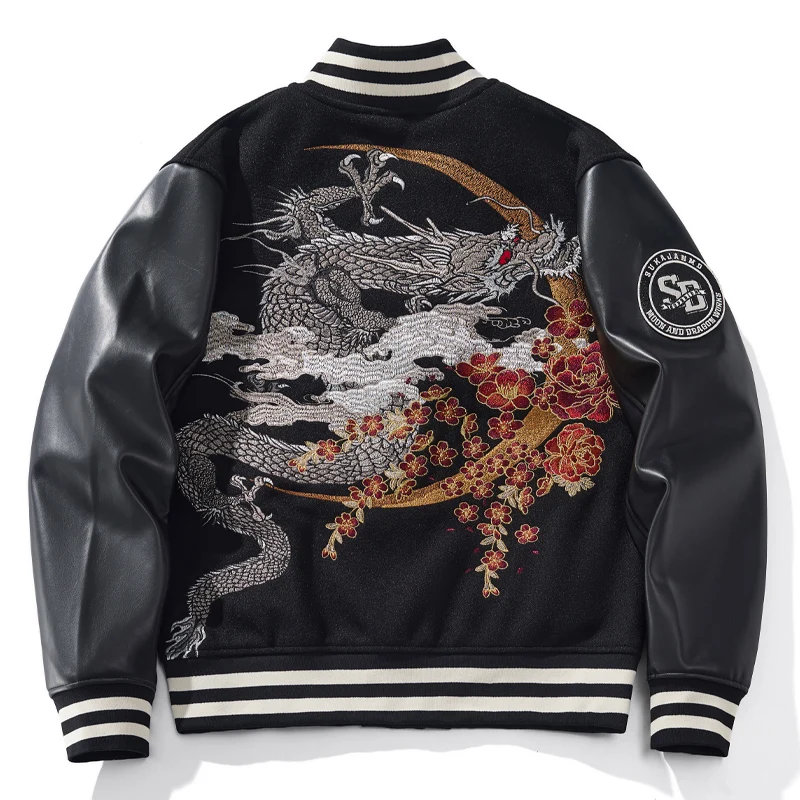 Corduroy Dragon Embroidery Yokosuka men's cotton-padded Jacket Chinese Style cotton-padded Jacket Youth