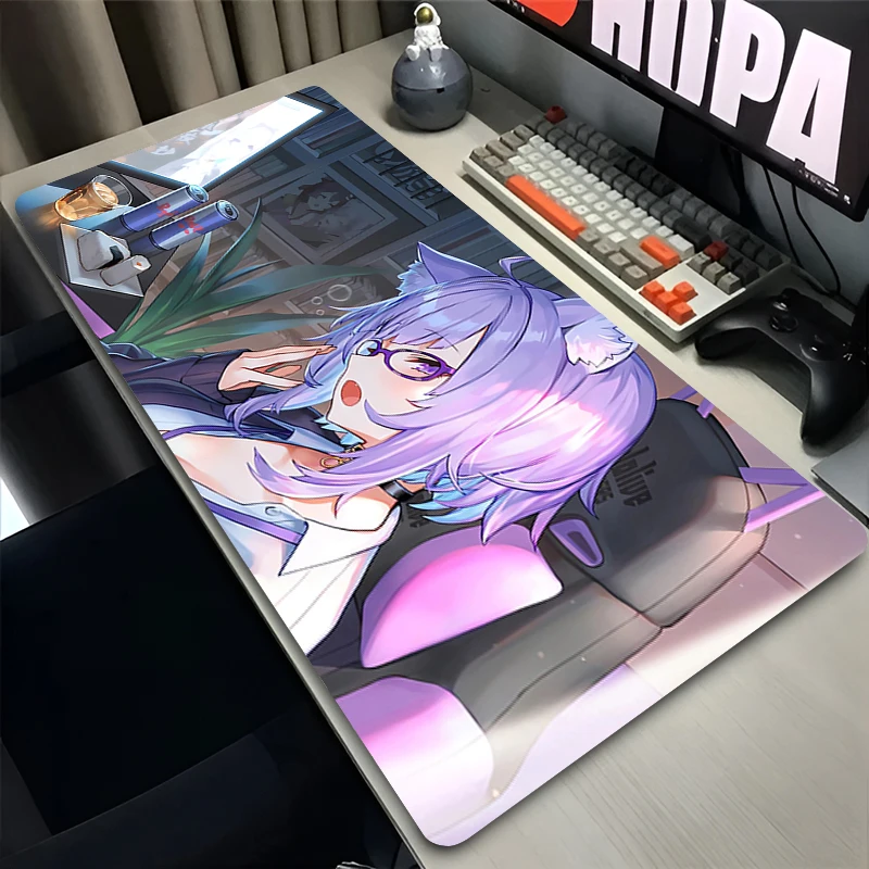 Mouse Pad Laptop Anime Extended Desktop Mat Computer Gamer H-hololive Nekomata Okayu Mousepad PC Gaming Accessories Keyboard Pad