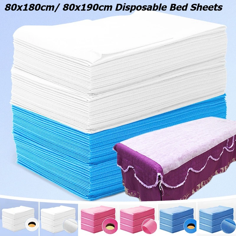 100 PCS Disposable Bed Sheets Beauty Salon Spa Thin Thickened SMS Sheets Non-woven Breathable Disposable Travel Hotel Sheets
