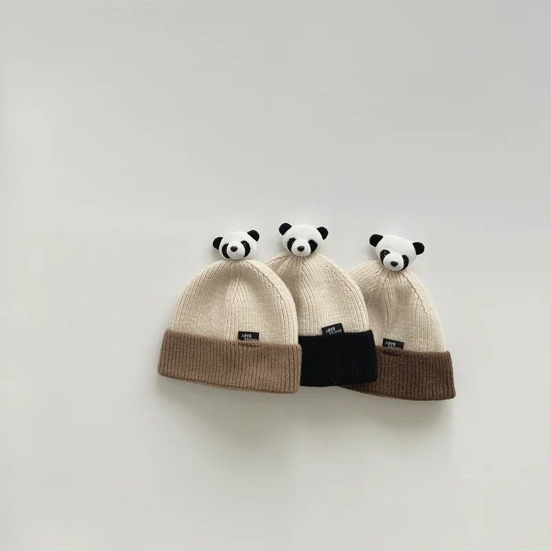 Autumn Winter Baby Beanies Lovely Cartoon panda Accessories Kids Boys Girls Knitted Hats Soft Warm Children Caps