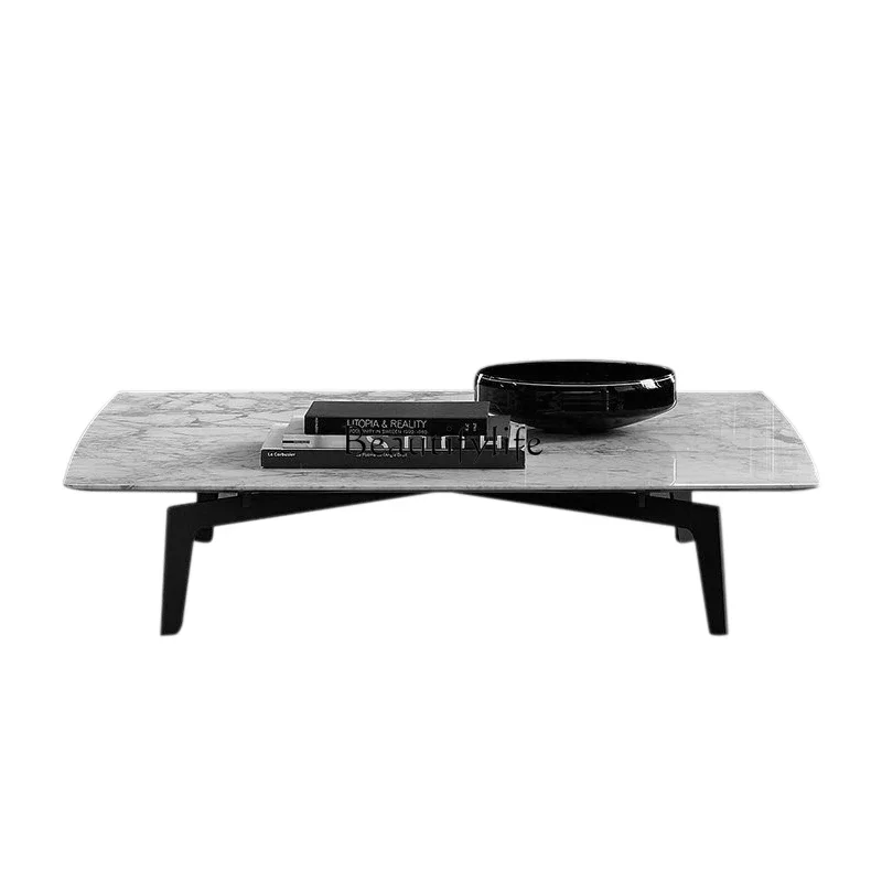 

01 -*Italian minimalist natural black gold marble coffee table round high-end modern light luxury