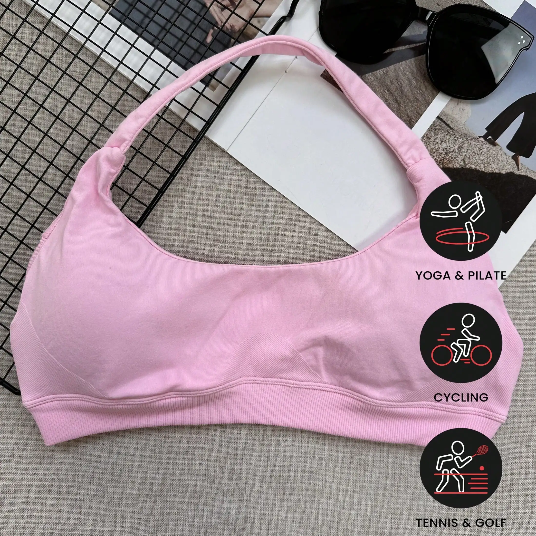 

Women's High Impact Sports Bra, Supportive Camisole Top, Seamless Fitness Activewear, Yoga Bra White Spring