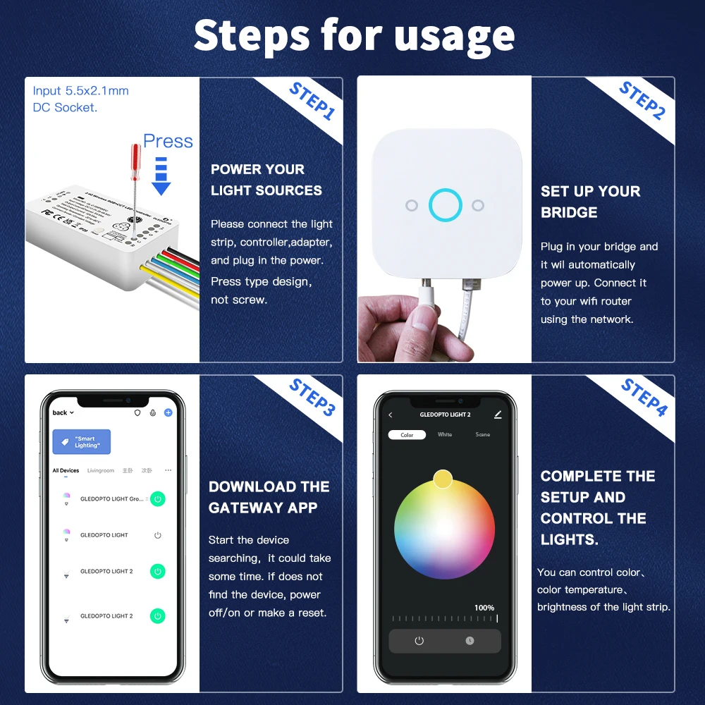 GLEDOPTO ZigBee dmx controller Smart Voice Control Pro RGB Control Mix Homey Alexa Tuya SmartLife SmartThing App Smart Home